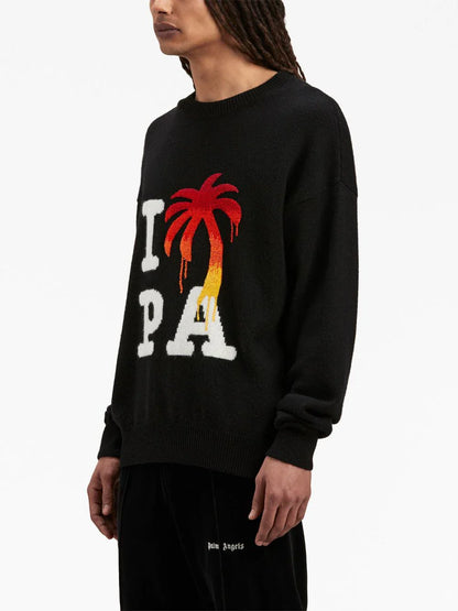 PALM ANGELS I Love Pa Knit Sweatshirt Black/Red