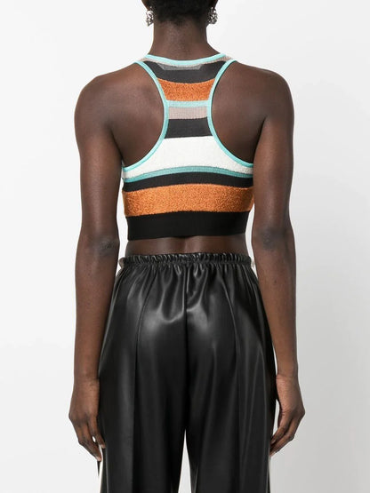 PALM ANGELS WOMEN Lurex Stripes Knit Logo Top Multicolour