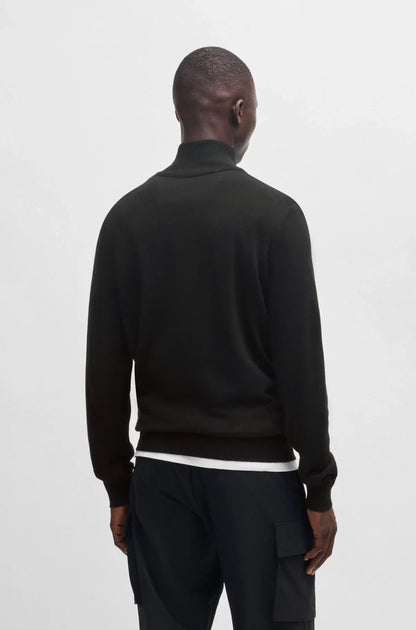 BOSS Kanobix Logo Patch Quarter Zip Jacket Black