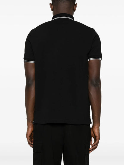 STONE ISLAND Logo Patch Polo Shirt Black
