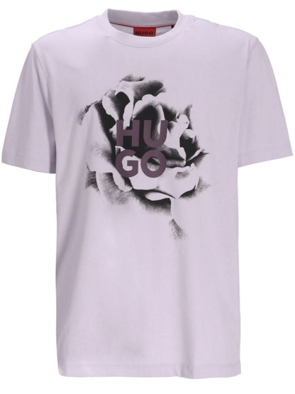 HUGO Logo Graphic Print Cotton T-Shirt Light/Pastel Purple