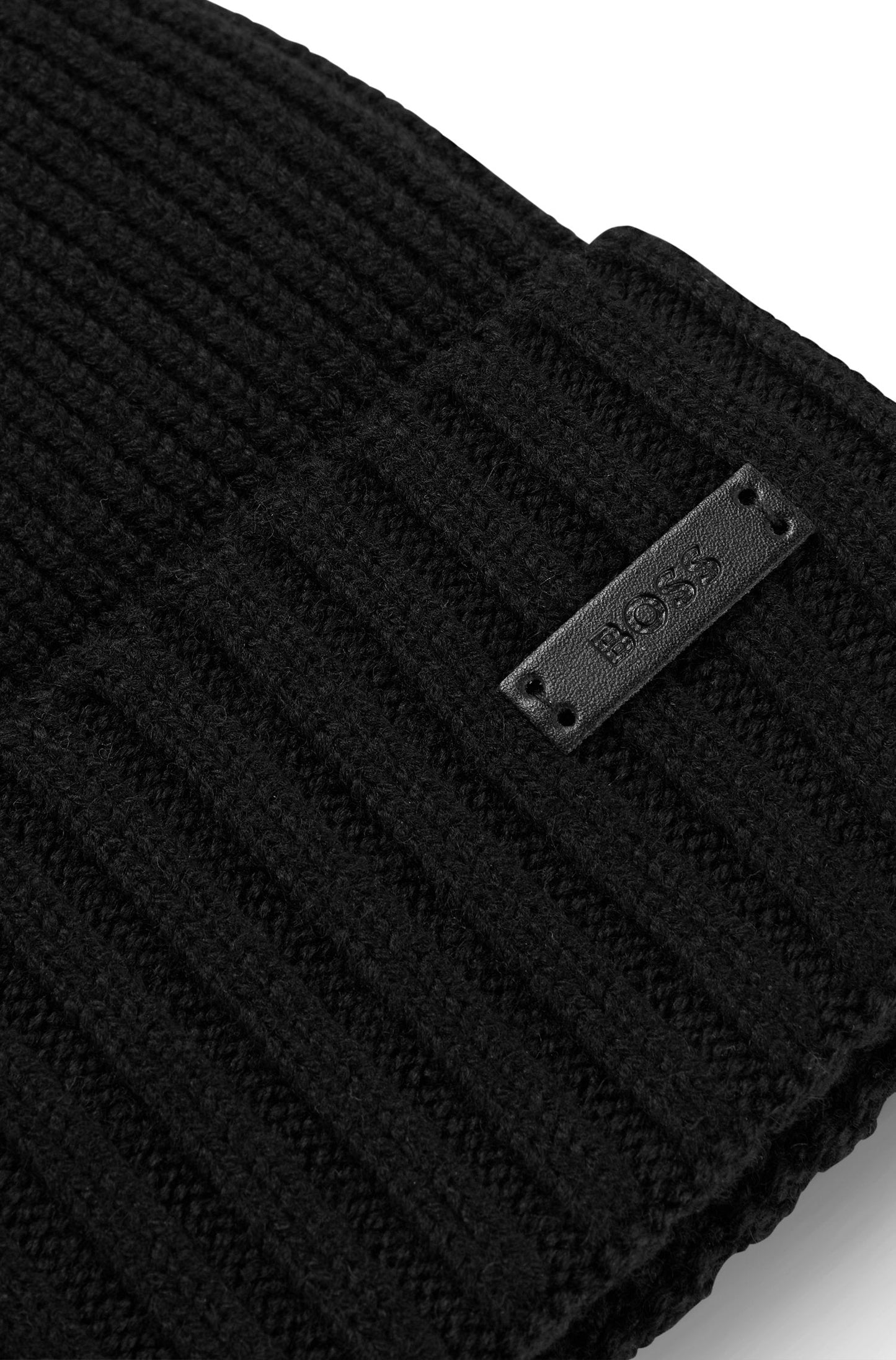 BOSS Fati-L Rib-knit Beanie Black