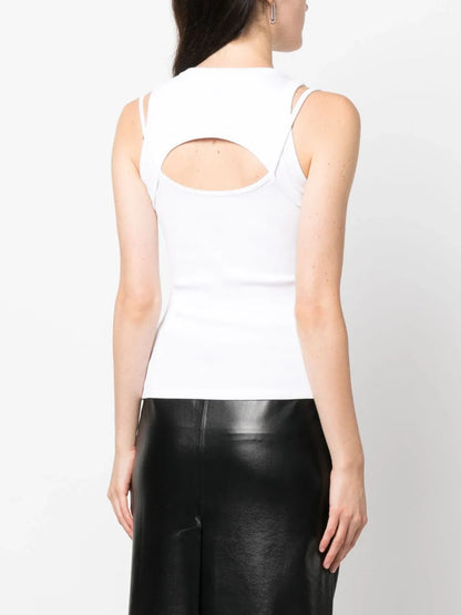 OFF-WHITE WOMEN OFF Stamp Short Sleeves Round Neck Tank Top White Black