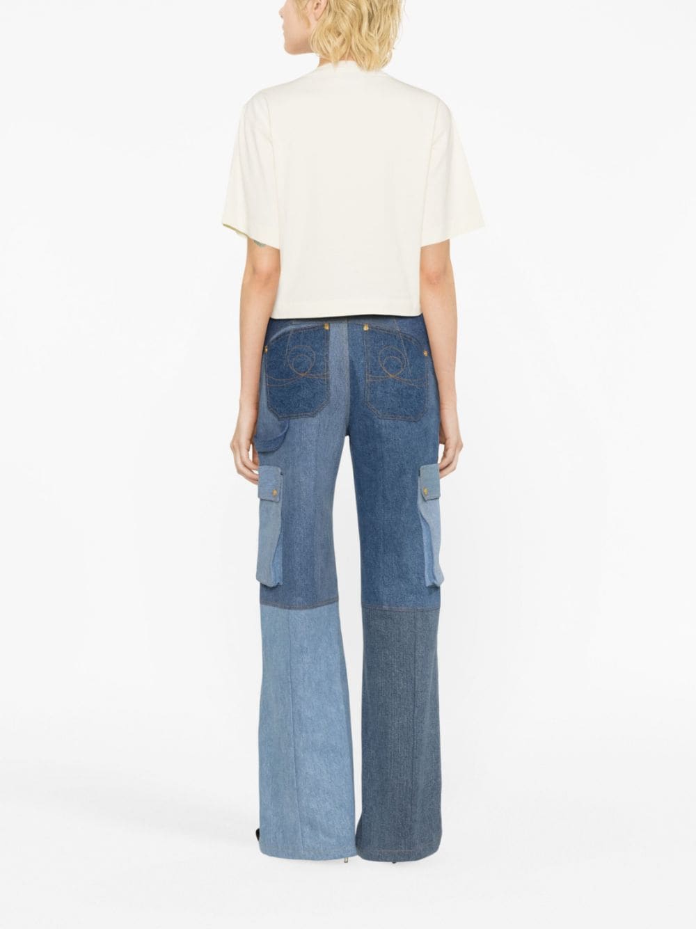 OFF-WHITE WOMEN Small Arrow Pearls Crop T-Shirt Ivory White