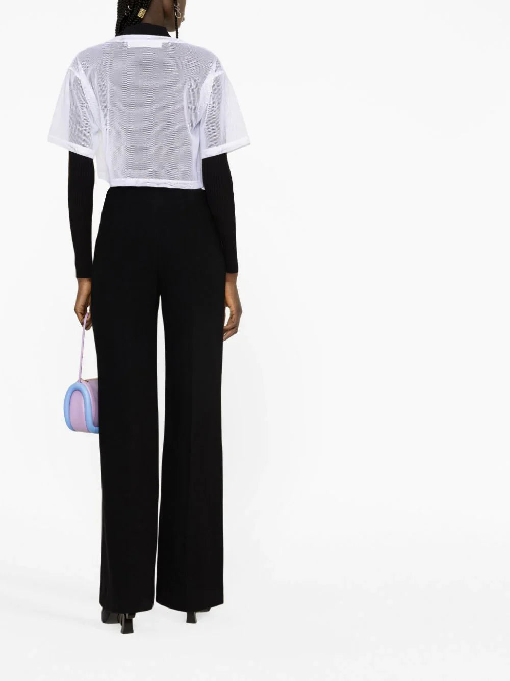 OFF-WHITE WOMEN Bookish Mesh Crop Tee White