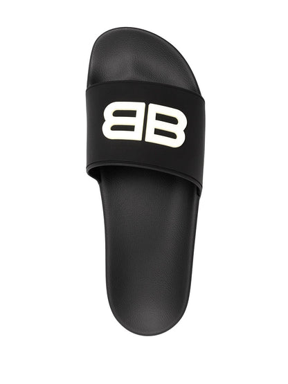 BALENCIAGA BB Logo Sliders Black
