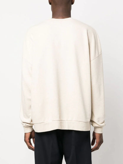 PALM ANGELS Pa Monogram Linen Crewneck Beige/Black