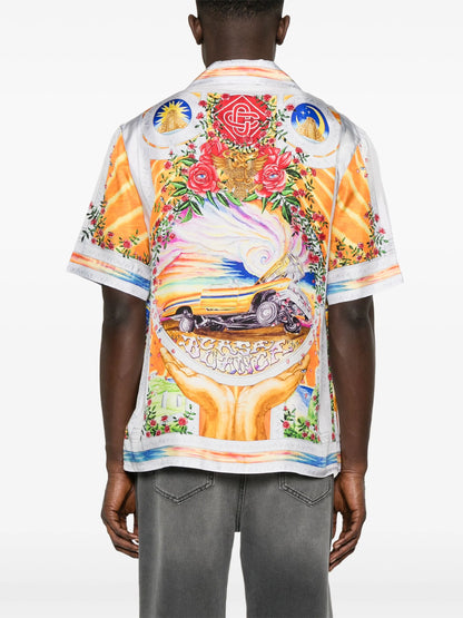 CASABLANCA Short Sleeve Cuban Collar Shirt La Tournade De Rose