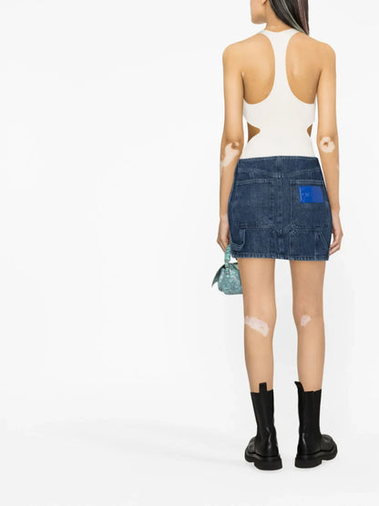 OFF-WHITE WOMEN Motorcycle Hole Mini Skirt Blue