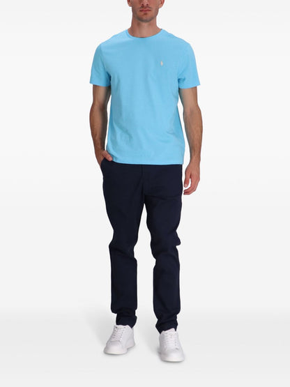 RALPH LAUREN Logo Classic Fit Jersey Crewneck T-Shirt Light Blue