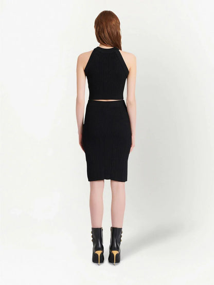 BALMAIN WOMEN Button-embossed Cropped Top Black
