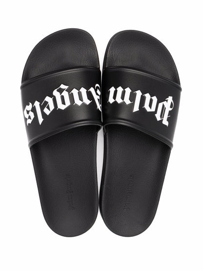 PALM ANGELS Logo Print Slides Black