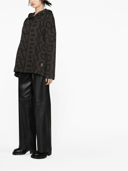 MARC JACOBS WOMEN Monogram Oversized Hoodie Black/Charcoal