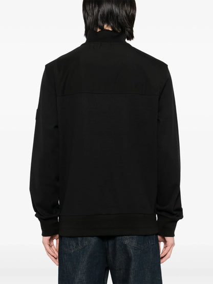 BOSS H-Sidney Half Zip Cotton Sweatshirt Black