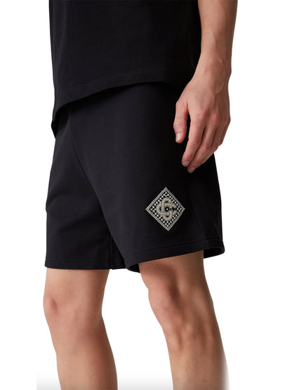 CASABLANCA Pearl Diamond CC Logo Patch Sweat Shorts Black