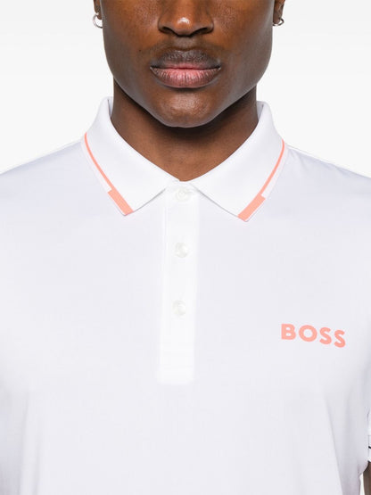 BOSS Logo-Print Paul Pro Polo Shirt Natural