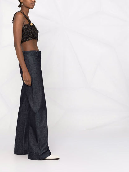 BALMAIN WOMEN Tweed crop top Black