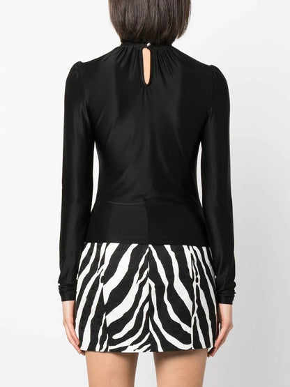 PACO RABANNE WOMEN Ruched Long Sleeved Top Black