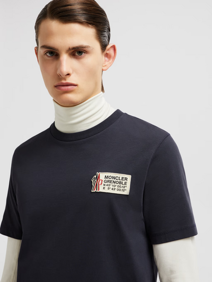 MONCLER GRENOBLE Logo Co-Ordinates Embroidered T-Shirt Navy