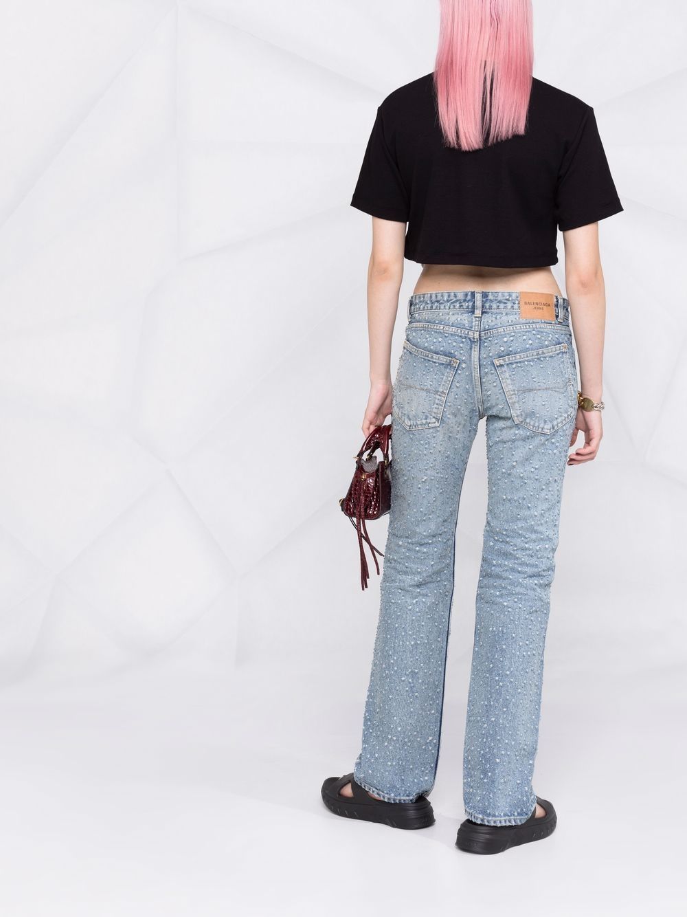 OFF-WHITE WOMEN Off Stamp Cropped T-Shirt Black