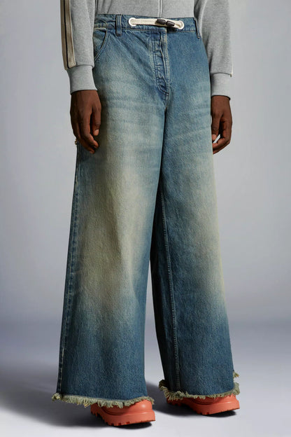 MONCLER GENIUS X 8 MONCLER PALM ANGELS Wide Leg Jeans Blue