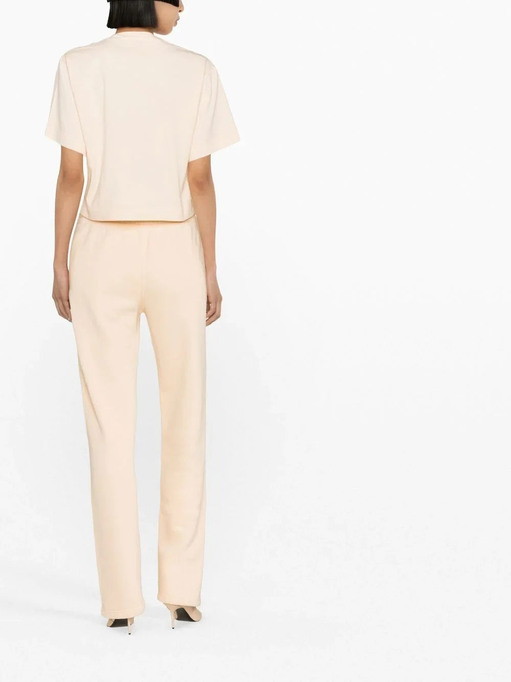 OFF-WHITE WOMEN Baseball Embroidered Crop T-Shirt Nude
