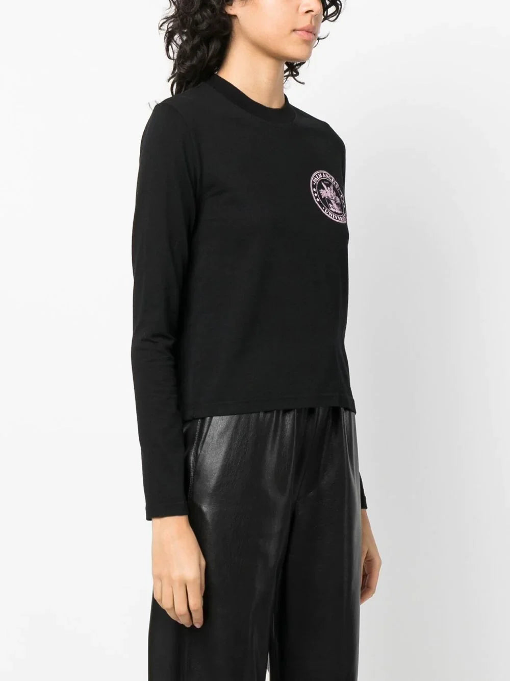 PALM ANGELS WOMEN College Fitted Tee L/S Black/Coral