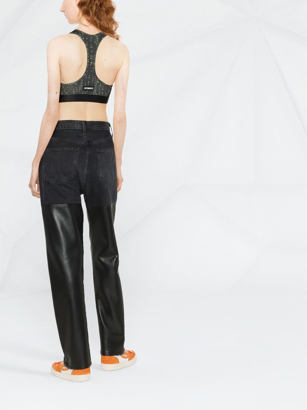 VETEMENTS WOMEN Logo-underband cropped vest Black / Green