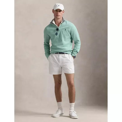 RALPH LAUREN Logo Embroidered Cotton Quarter Zip Sweatshirt Green