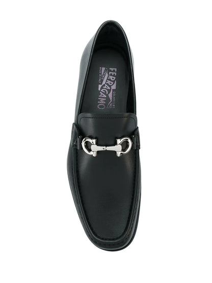 SALVATORE FERRAGAMO Gancini Leather Loafers Black