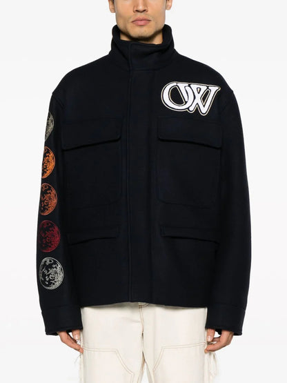 OFF-WHITE Moon Phase Varsity Field Jacket Sierra Leone Black White