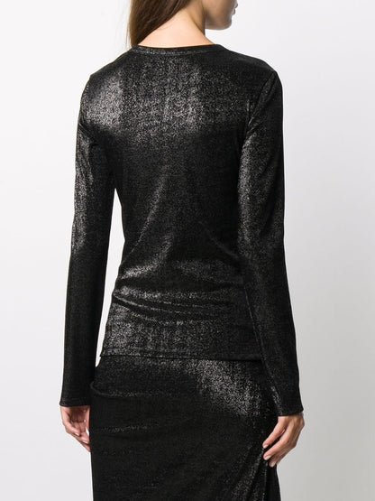 PACO RABANNE WOMEN Lurex Long Sleeved Top Black