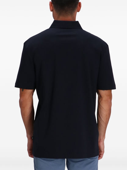 BOSS Logo Patch Cotton Polo Shirt Navy