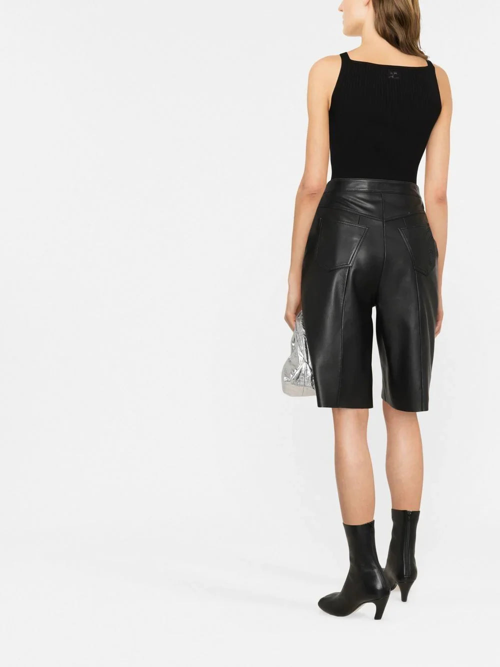 COURRÉGES WOMEN Rib Knit Swallow Tank Top Black