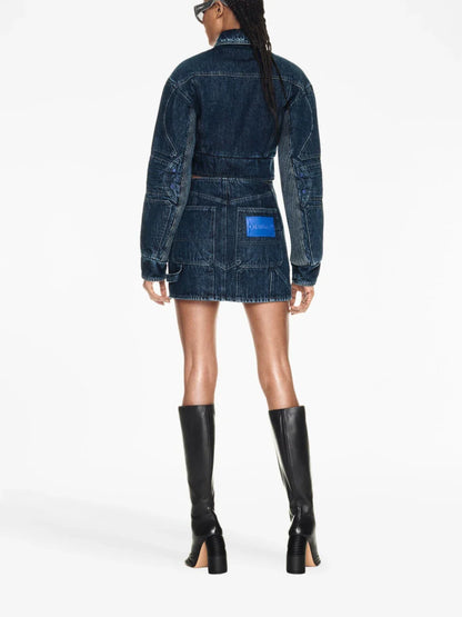 OFF-WHITE WOMEN Motorcycle Hole Crop Jacket Blue
