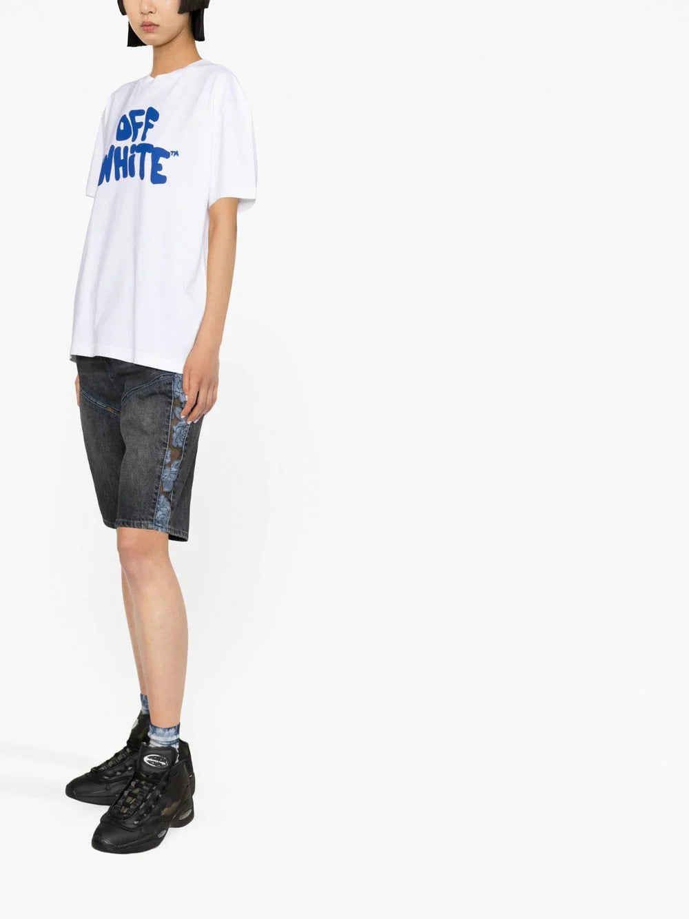 OFF-WHITE WOMEN 70s Type Logo Casual Tee White/Blue