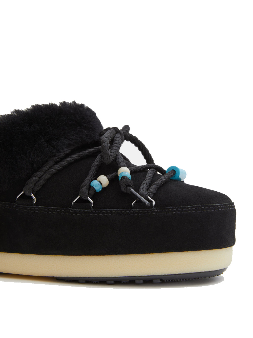 MOON BOOT Suede Beads Mules Black