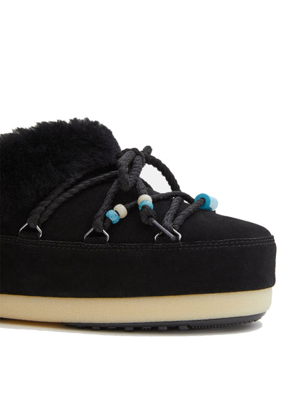 MOON BOOT Suede Beads Mules Black