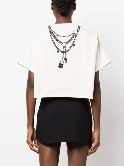PACO RABANNE WOMEN Chain Print T-Shirt Nude