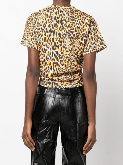 PACO RABANNE WOMEN Leopard "Meooow" Print Cropped T-Shirt