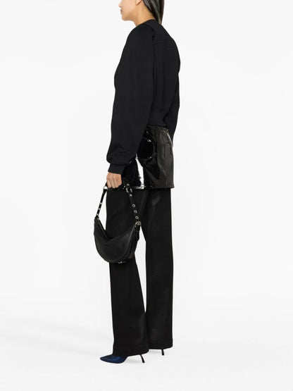 OFF-WHITE WOMEN OFF Stamp Round Crop Sweatshirt Black