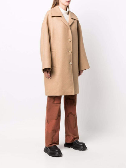 PALM ANGELS WOMEN Round Logo Coat Beige