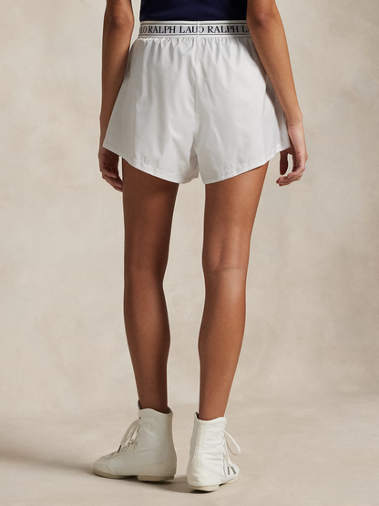 RALPH LAUREN WOMEN Logo-waistband Ripstop Short Ceramic White
