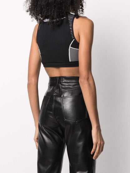 Off-White Women's Logo Print Panelled Sports Bra Black