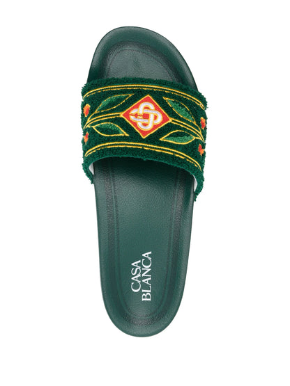 CASABLANCA Embroidered Terry Slider Green
