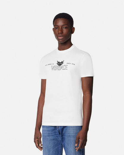 VERSACE Logo Print Cotton T-Shirt White/Black