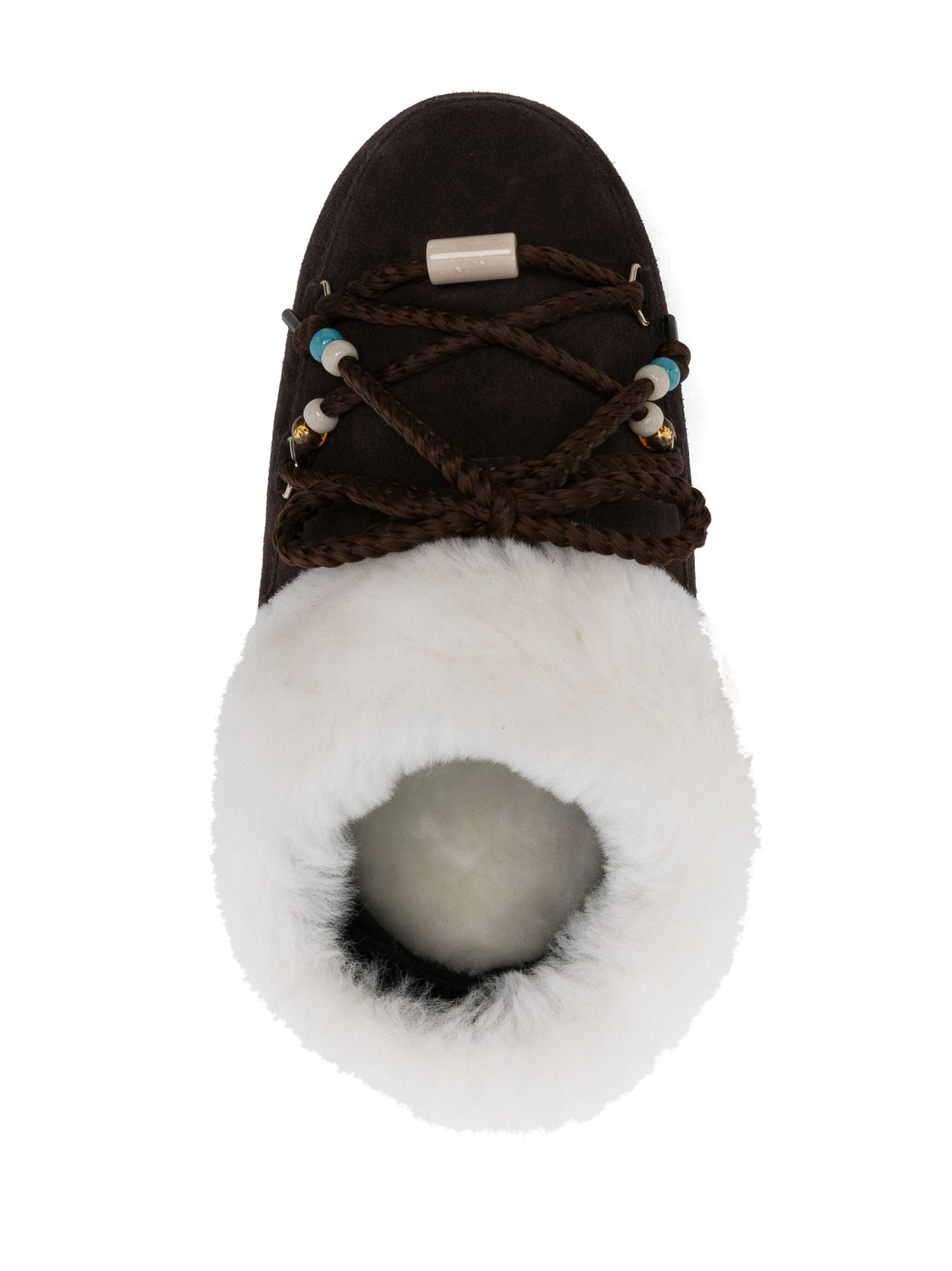 MOON BOOT Suede Beads Mules Brown