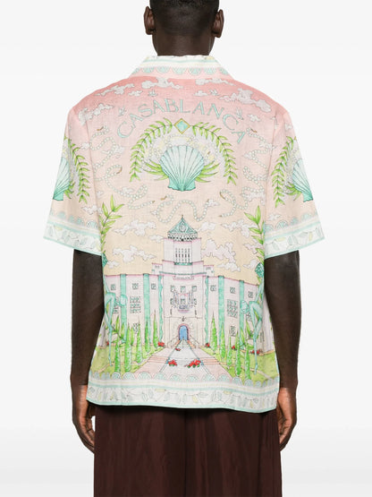 CASABLANCA Graphic Print Linen Shirt Vase
