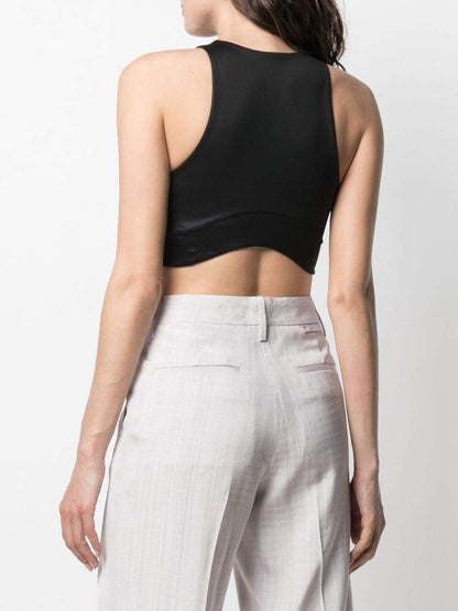 OFF-WHITE WOMEN Logo-print cropped top Black