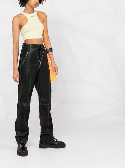 OFF-WHITE Logo-print crop top Green